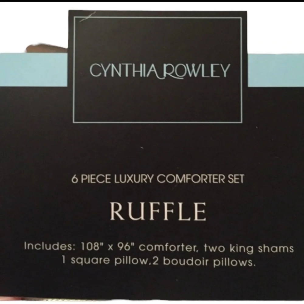 cynthia rowley white comforter with black accent ruffle vintage